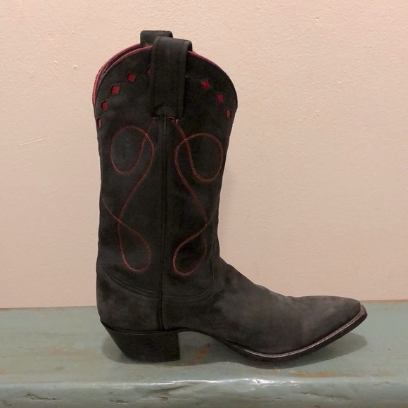 Larry Mahan Grey Suede Western Boots Women’s 6 - Picture 6 of 15